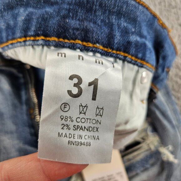 mnml Jeans Mens 31 Blue X203 Stretch Denim Distressed Ripped Slim Fit - Picture 4 of 16